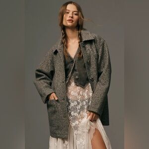 Pilcro Wooly Shirt Jacket Gray Size Large Winter Preppy